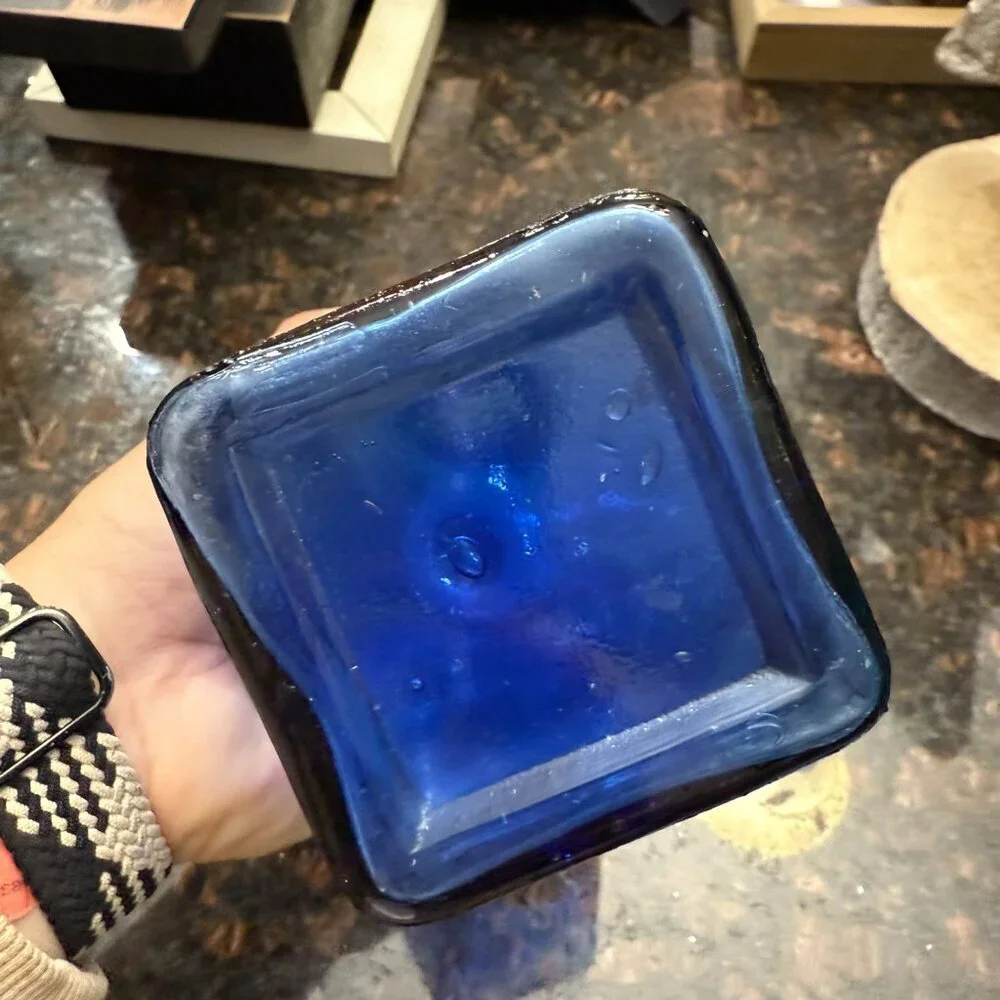 Blue glass decor/vase/pitcher - very pretty!